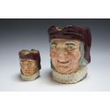 TWO ROYAL DOULTON CHARACTER JUGS - SIMON THE CELLARER, consisting of medium and large, H 16.5 cm<br