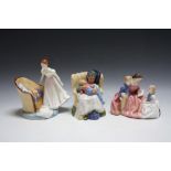 THREE ROYAL DOULTON FIGURES CONSISTING OF 'BEAT YOU TO IT' HN2871, Bedtime Story and Sweat Dreams A