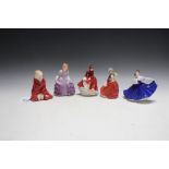 FIVE SMALLER ROYAL DOULTON FIGURES TO INCLUDE 'THIS LITTLE PIG', H 10.5 cm
