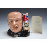 ROYAL DOULTON CHARACTER JUG - WINSTON CHURCHILL D6907, 1992 character jug of the year with certific