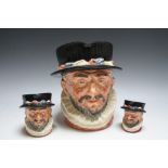 THREE GRADUATING ROYAL DOULTON CHARACTER JUGS - BEEFEATER, consisting of small, medium D6233 and la