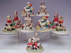 A COLLECTION OF UNBOXED ROBERT HARROP PUPPIES GROUP FIGURES, some duplicate examples (9)Cond