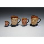 FOUR ROYAL DOULTON CHARACTER JUGS - FAT BOY, consisting of on small, a larger one and two medium ex