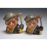 TWO ROYAL DOULTON CHARACTER JUGS - THE GARDENER, both medium D6634, H 10.5 cm