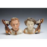 TWO LIMITED EDITION ROYAL DOULTON CHARACTER JUGS - QUEEN ELIZABETH II CORONATION D7168 AND KING GEO