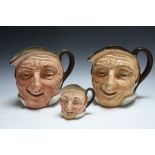 THREE ROYAL DOULTON CHARACTER JUGS - FARMER JOHN, consisting of one medium and two large D6438, H