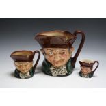 THREE GRADUATING ROYAL DOULTON CHARACTER JUGS - OLD CHARLEY, consisting of small, medium and large