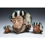 THREE GRADUATING ROYAL DOULTON CHARACTER JUGS - THE FALCONER, consisting of small D6547, medium D65