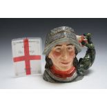 LIMITED EDITION ROYAL DOULTON CHARACTER JUG - ST GEORGE D7129, number 123 with certificate, H 19 cm