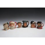 SIX ASSORTED MEDIUM ROYAL DOULTON CHARACTER JUGS, consisting of Santa Claus, Robinson Crusoe, Jarge