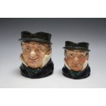 TWO ROYAL DOULTON CHARACTER JUGS - CAPN CUTTLE, both medium, but one slightly larger than the othe