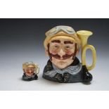 TWO ROYAL DOULTON CHARACTER JUG - VETERAN MOTORIST, consisting of small and large D6633, H 21 cm<br