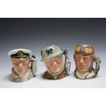 THREE ROYAL DOULTON CHARACTER JUGS - THE SAILOR D6875, the Airman D6870 and the Soldier D6876, H 1