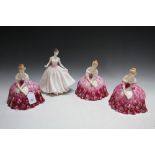 FOUR ROYAL DOULTON FIGURES CONSISTING OF SPECIAL MOMENTS HN4430, and three Victoria HN2471, H 17 cm