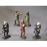 FIVE BOXED ROBERT HARROP LIMITED EDITION DOGGIE FIGURES, comprising Robin Hood, Maid Marian, Will S