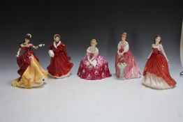 FIVE ROYAL DOULTON FIGURES CONSISTING OF BELLE, Special Occasion, Alexandra, The Skater and Victori