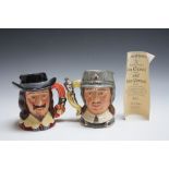 A PAIR OF LIMITED EDITION ROYAL DOULTON CHARACTER JUGS - KING CHARLES I D6985 AND OLIVER CROMWELL D