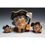 THREE GRADUATING ROYAL DOULTON CHARACTER JUGS - TOWN CRIER, consisting of small D6544, medium D6537