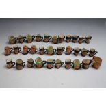 A COLLECTION OF THIRTY TWO OF ROYAL DOULTON MINIATURE CHARACTER JUGS, to include the Jester, H 4 c