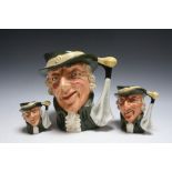 THREE GRADUATING ROYAL DOULTON CHARACTER JUGS - REGENCY BEAU, consisting of small D6565, medium D65