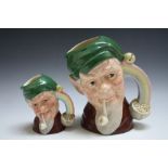 TWO ROYAL DOULTON CHARACTER JUGS - LEPRECHAUN, consisting of medium D6899 and large D6847, H 19 cm