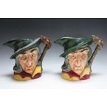 TWO ROYAL DOULTON CHARACTER JUGS - RIP VAN WINKLE, both large D6403, H 18 cm