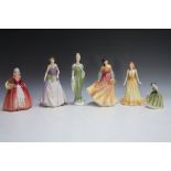 SIX ROYAL DOULTON FIGURES CONSISTING OF SUMMER SCENT, Lorna, Jessica, Opal, Janet and a small Butte