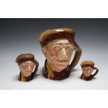 THREE GRADUATING ROYAL DOULTON CHARACTER JUGS - ARRY, consisting of small, medium and large, H 17 c