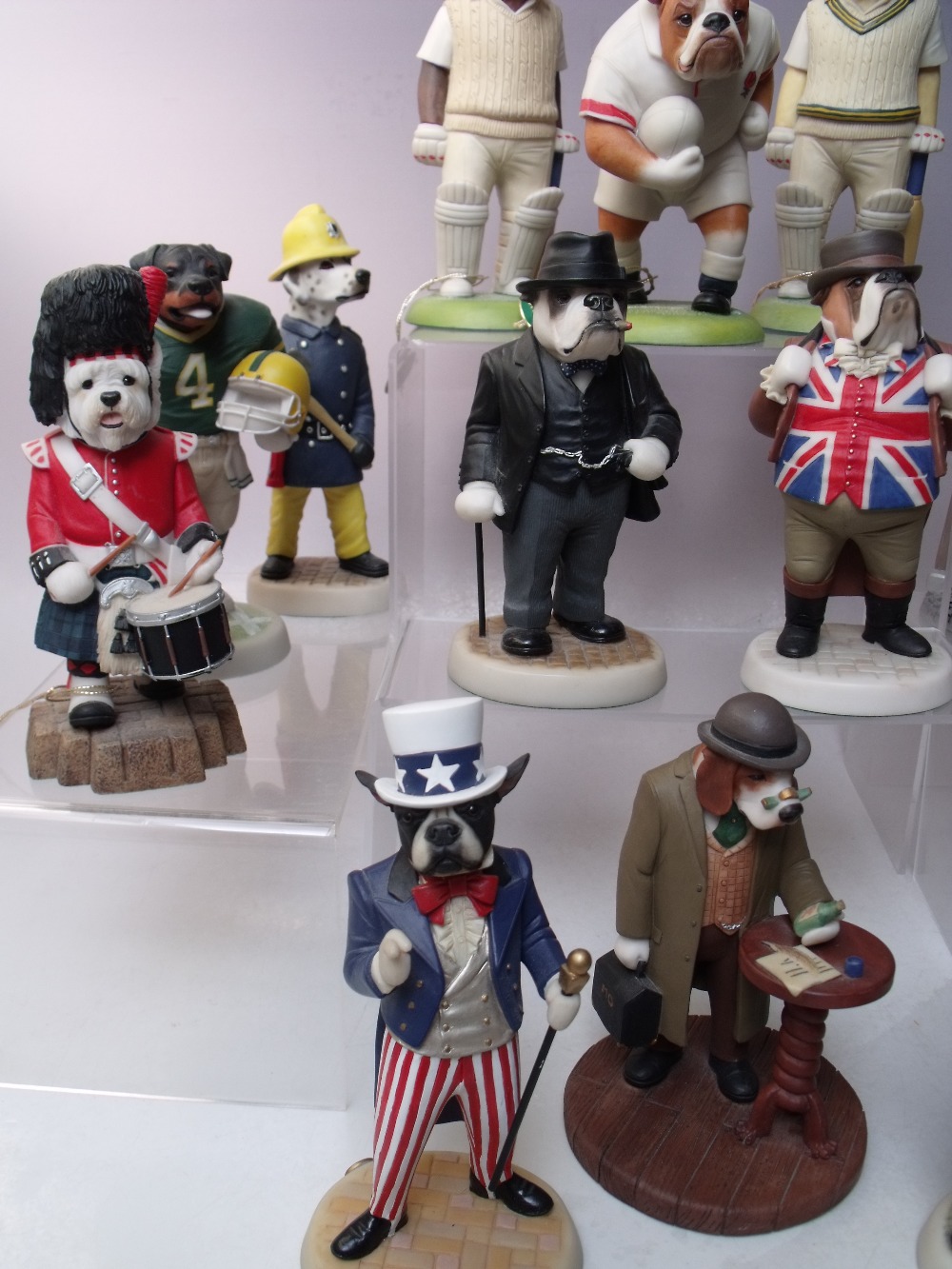 FOURTEEN BOXED ROBERT HARROP DOGGIE PEOPLE FIGURES, to include Uncle Sam, bulldog rugby England, J - Image 3 of 5