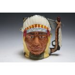 LIMITED EDITION DOUBLE SIDED ROYAL DOULTON CHARACTER JUG - BATTLE OF LITTLE BIG HORN GEORGE ARMSTRO