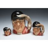 THREE GRADUATING ROYAL DOULTON CHARACTER JUGS - GONE AWAY, consisting of small D6545, medium D6538