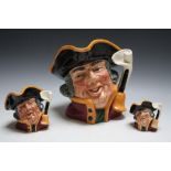 THREE GRADUATING ROYAL DOULTON CHARACTER JUGS - TOWN CRIER, consisting of small D6544, medium D6537