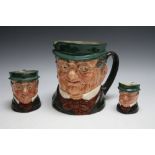 THREE GRADUATING ROYAL DOULTON CHARACTER JUGS - MR PICKWICK, consisting of small, medium and large