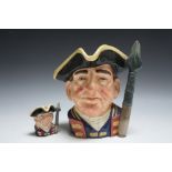 TWO ROYAL DOULTON CHARACTER JUGS FROM WILLIAMSBURG - GUARDSMAN, consisting of small D6582 and larg