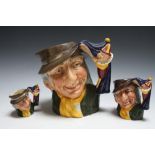 THREE GRADUATING ROYAL DOULTON CHARACTER JUGS - PUNCH AND JUDY MAN, consisting of small , medium D6