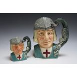 TWO ROYAL DOULTON CHARACTER JUGS - ST GEORGE, consisting of medium D6618 and large D6618, H 19 cm