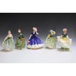 FIVE ROYAL DOULTON FIGURES CONSISTING OF MARY, Fair Lady, Grace, Becky and Buttercup, H 19 cm