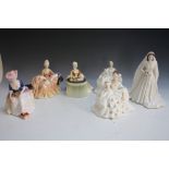 FIVE ROYAL DOULTON FIGURES CONSISTING OF KATHLEEN, Meditation, Reverie and two 'My Love', togethe