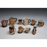 A SELECTION OF SMALL ROYAL DOULTON CHARACTER JUGS, together with other makes, Tallest 8 cm (10)