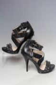 A BOXED PAIR OF MICHAEL KORS 'ROCK N ROLL BLACK LEATHER SANDALS, EU size 39Condition Report:Appear