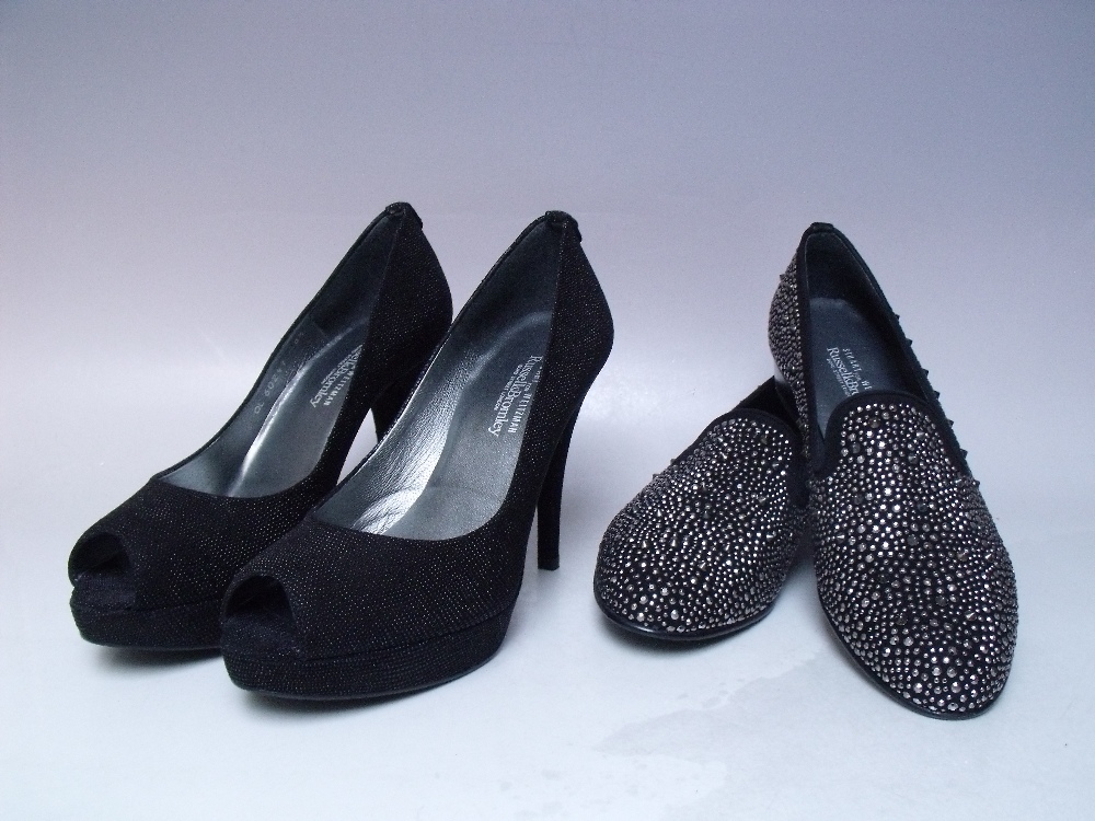 TWO PAIRS OF STUART WEITZMAN FOR RUSSELL BROMLEY SHOES, comprising a pair of black peep toed - Image 2 of 4