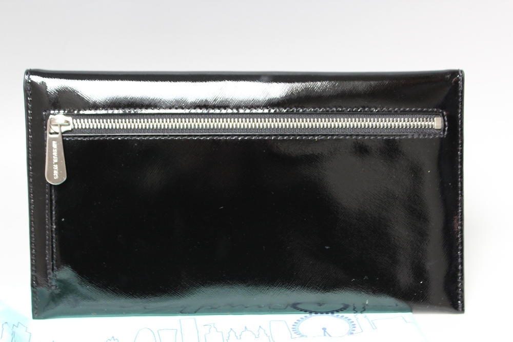 A MICHAEL KORS PATENT LEATHER CLUTCH BAG, envelope style with press stud fastening, gemset and - Image 4 of 4