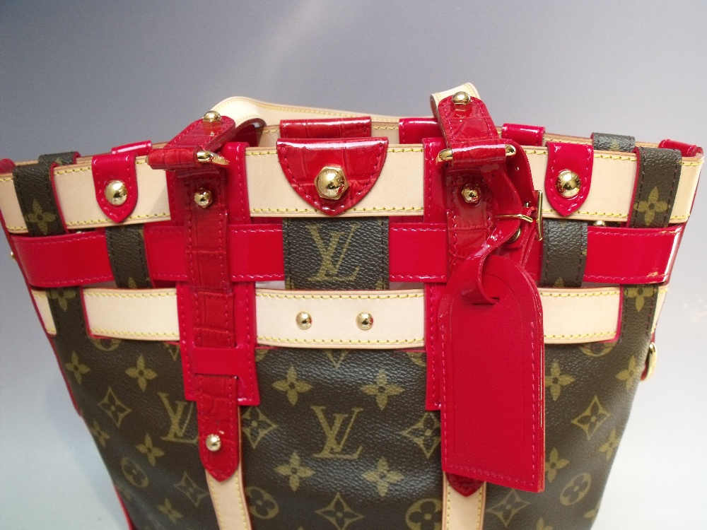 A LOUIS VUITTON RUBIS SALINA PM BAG, with double top handles, natural leather trim and red patent - Image 4 of 7