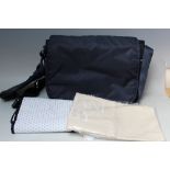 A ARMANI BABY BAG, navy coloured, with changing mat, bottle holder and dust bag, adjustable strap