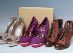 TWO BOXED PAIRS OF CARVELA LADIES SHOES, comprising a pair of 'Assess' purple and pink suede court