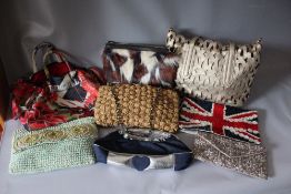 A SMALL SELECTION OF LADIES MODERN BAGS, to include Desigual floral canvas example, and a Joanna