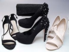 THREE PAIRS OF BOXED CARVELA KURT GEIGER, comprising a pair of 'Gravity' black suedette sandal