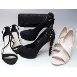 THREE PAIRS OF BOXED CARVELA KURT GEIGER, comprising a pair of 'Gravity' black suedette sandal