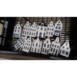 A TRAY CONTAINING TWELVE KLM BOLS DELFT PORCELAIN HOUSES (TRAY NOT INCLUDED)