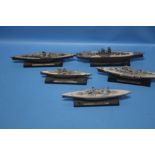SEVEN "ATLAS COLLECTIONS" MODEL WAR SHIPS to include Admiral Graf Spee, HMS Hood etc (3 boxed) (7)